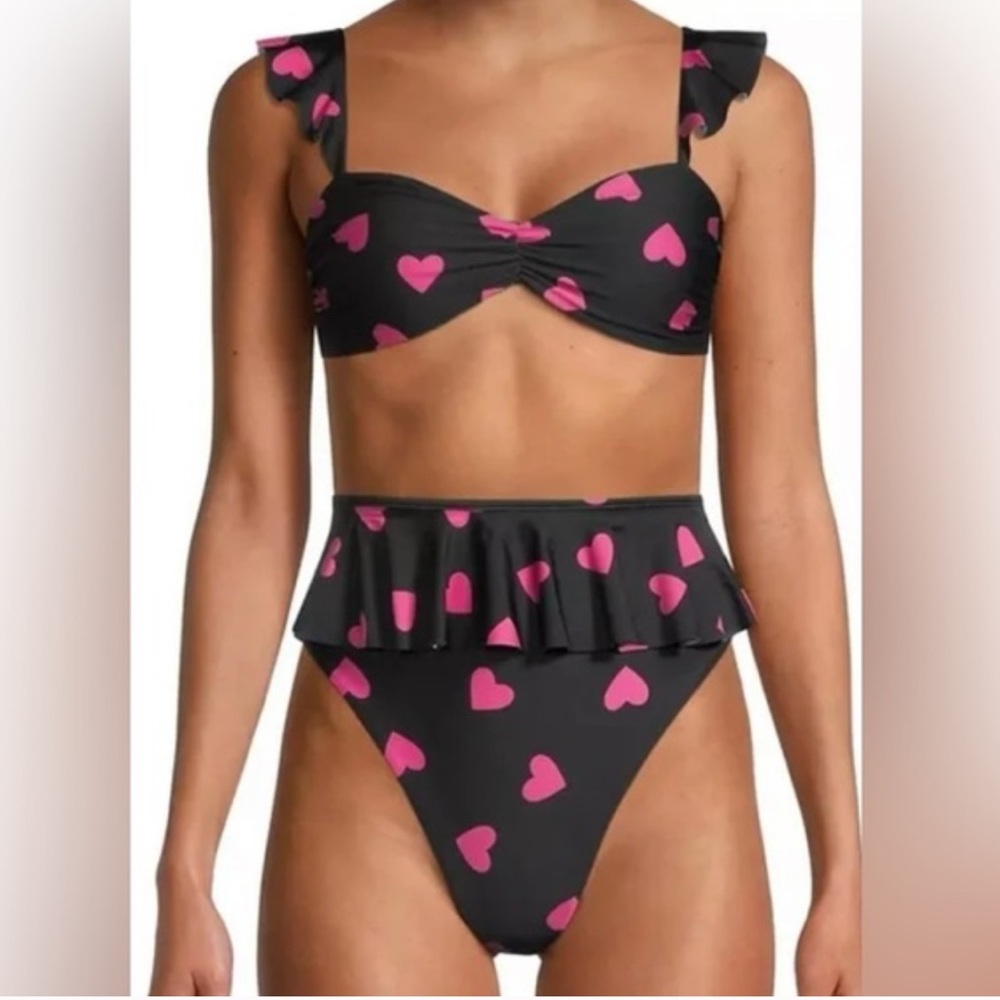 BEACH RIOT poppy Valentine's Day heart ruffle bikini bottoms